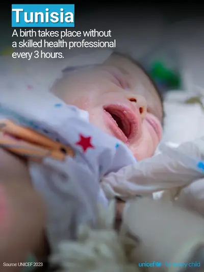 Skilled birth attendance tile for Tunisia, Photo · English