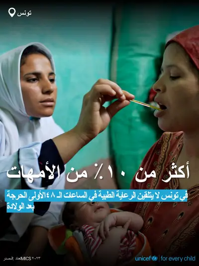 Postnatal care tile for Tunisia, Bold number · Arabic