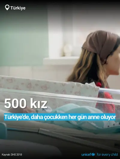 Adolescent motherhood tile for The Republic of Türkiye, Bold number · Turkish