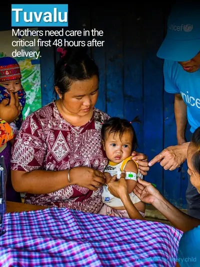 Postnatal care tile for Tuvalu, Photo · English