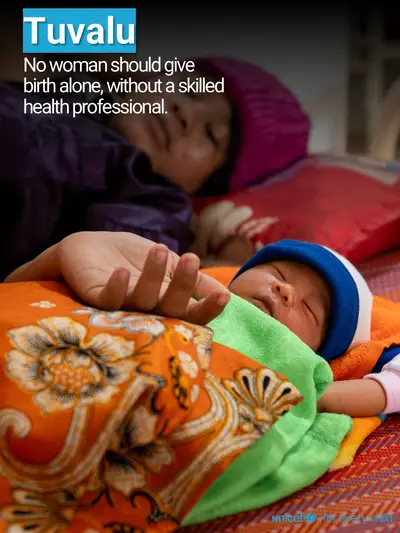 Skilled birth attendance tile for Tuvalu, Photo · English