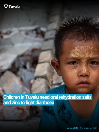 Oral rehydration salts tile for Tuvalu, Bold number · English