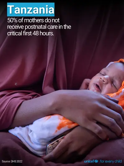 Postnatal care tile for United Republic of Tanzania, Photo · English