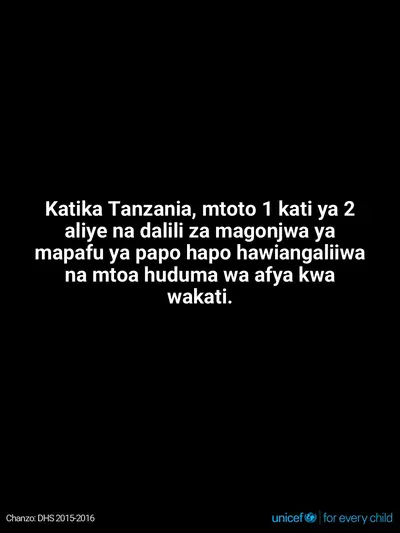 Childhood pneumonia tile for United Republic of Tanzania, Text only · Swahili