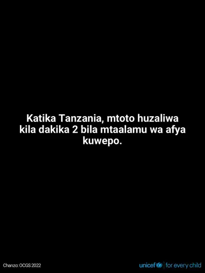 Skilled birth attendance tile for United Republic of Tanzania, Text only · Swahili