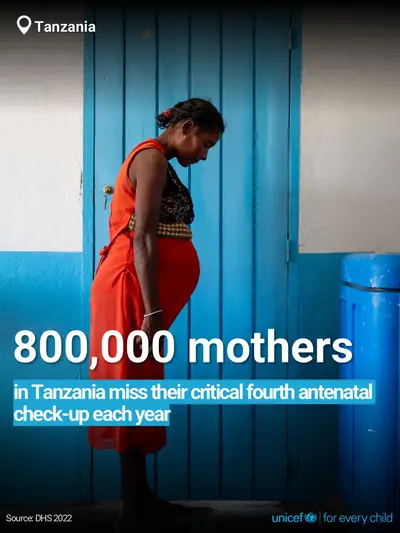 Antenatal care tile for United Republic of Tanzania, Bold number · English