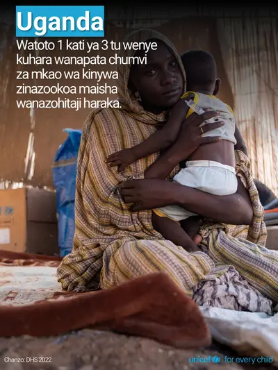 Oral rehydration salts tile for Uganda, Photo · Swahili