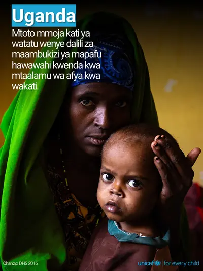Childhood pneumonia tile for Uganda, Photo · Swahili