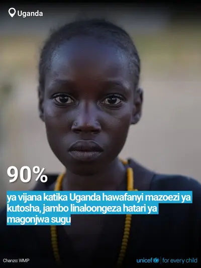 Adolescent physical activity tile for Uganda, Bold number · Swahili