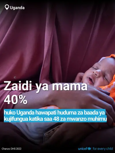 Postnatal care tile for Uganda, Bold number · Swahili