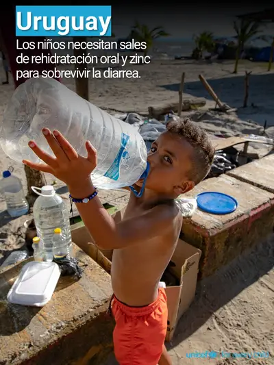 Oral rehydration salts tile for Uruguay, Photo · Spanish