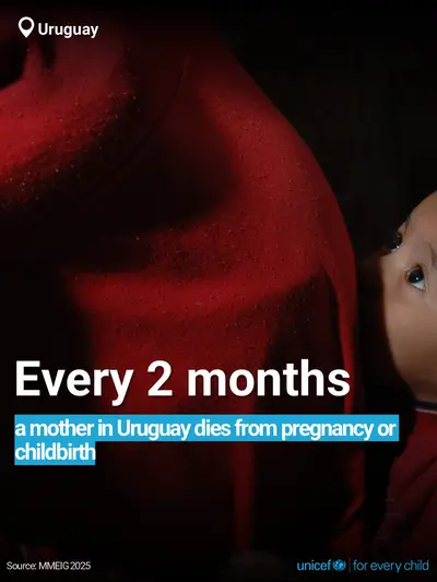 Maternal mortality tile for Uruguay, Bold number · English