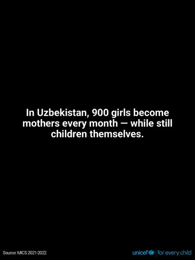 Adolescent motherhood tile for Uzbekistan, Text only · English
