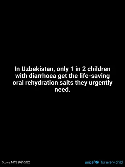 Oral rehydration salts tile for Uzbekistan, Text only · English