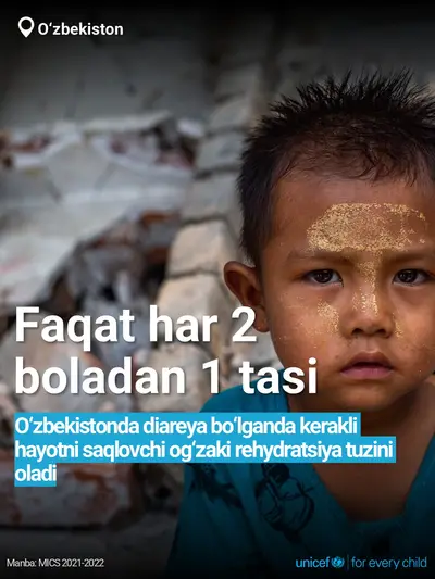 Oral rehydration salts tile for Uzbekistan, Bold number · Uzbek