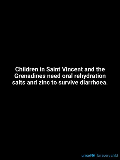 Oral rehydration salts tile for Saint Vincent and the Grenadines, Text only · English