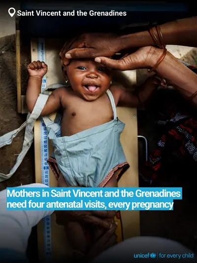Antenatal care tile for Saint Vincent and the Grenadines, Bold number · English