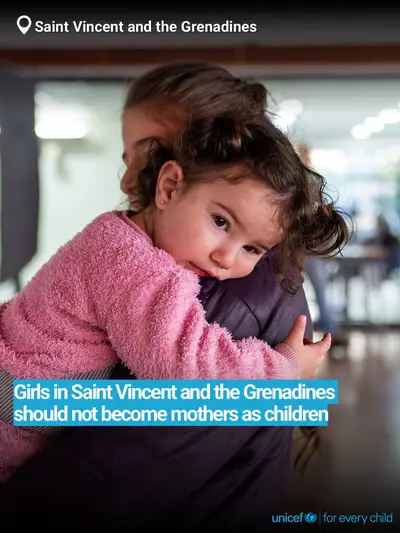 Adolescent motherhood tile for Saint Vincent and the Grenadines, Bold number · English