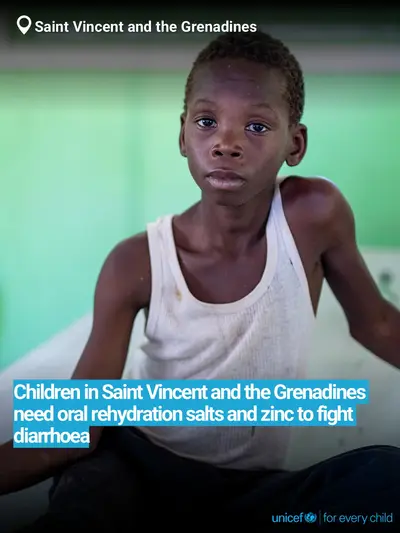 Oral rehydration salts tile for Saint Vincent and the Grenadines, Bold number · English