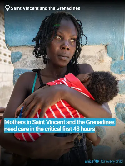 Postnatal care tile for Saint Vincent and the Grenadines, Bold number · English