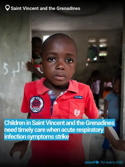 Childhood pneumonia tile for Saint Vincent and the Grenadines, Bold number · English