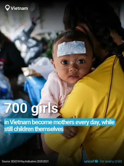 Adolescent motherhood tile for Viet Nam, Bold number · English