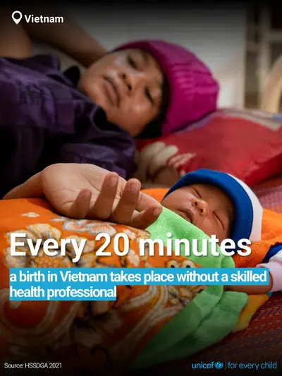 Skilled birth attendance tile for Viet Nam, Bold number · English