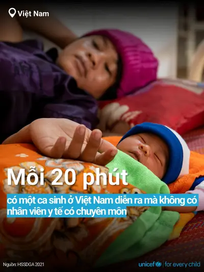 Skilled birth attendance tile for Viet Nam, Bold number · Vietnamese