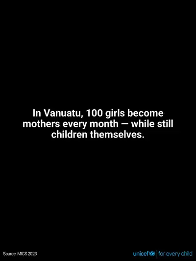 Adolescent motherhood tile for Vanuatu, Text only · English