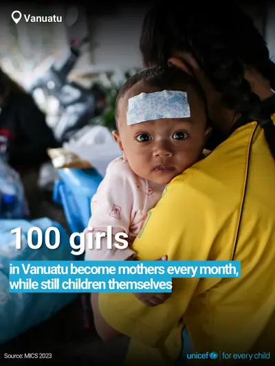 Adolescent motherhood tile for Vanuatu, Bold number · English