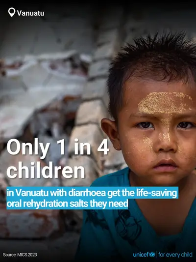 Oral rehydration salts tile for Vanuatu, Bold number · English