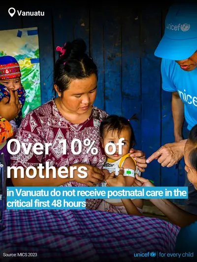 Postnatal care tile for Vanuatu, Bold number · English