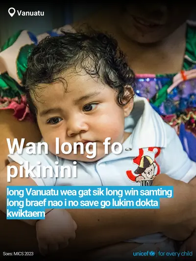 Childhood pneumonia tile for Vanuatu, Bold number · Bislama