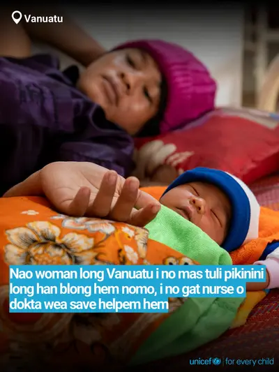 Skilled birth attendance tile for Vanuatu, Bold number · Bislama