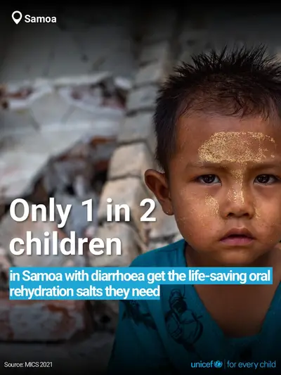 Oral rehydration salts tile for Samoa, Bold number · English