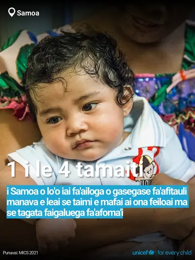 Childhood pneumonia tile for Samoa, Bold number · Samoan