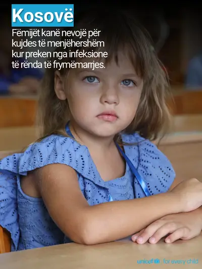 Childhood pneumonia tile for Kosovo, Photo · Albanian