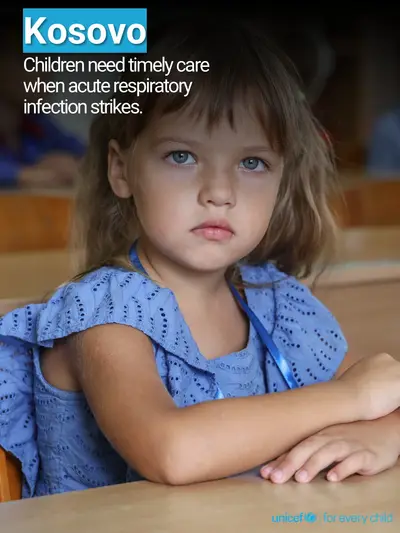 Childhood pneumonia tile for Kosovo, Photo · English
