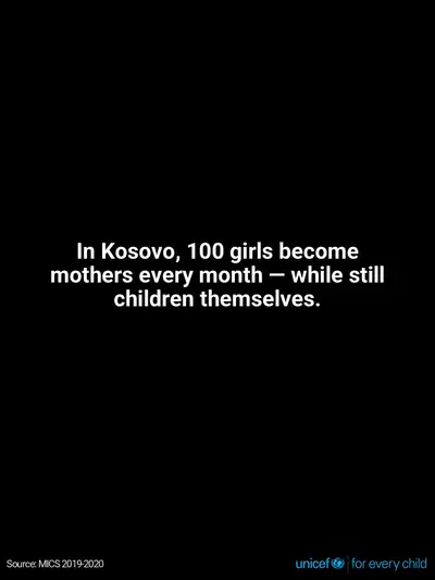 Adolescent motherhood tile for Kosovo, Text only · English