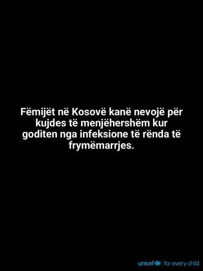Childhood pneumonia tile for Kosovo, Text only · Albanian