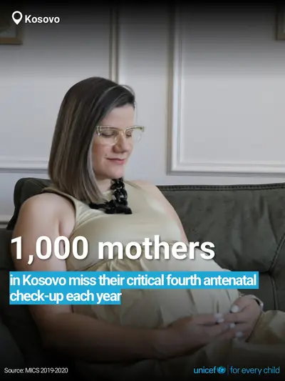 Antenatal care tile for Kosovo, Bold number · English