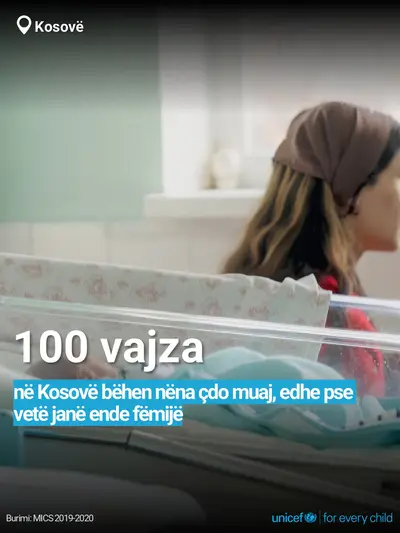 Adolescent motherhood tile for Kosovo, Bold number · Albanian
