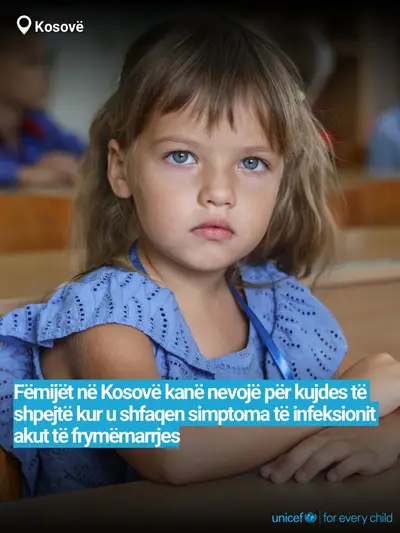 Childhood pneumonia tile for Kosovo, Bold number · Albanian