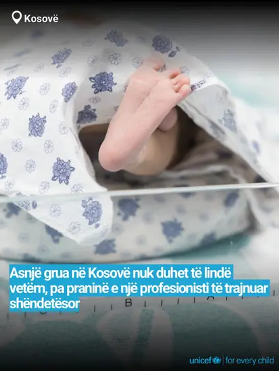 Skilled birth attendance tile for Kosovo, Bold number · Albanian