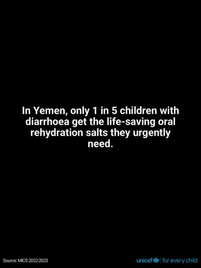 Oral rehydration salts tile for Yemen, Text only · English