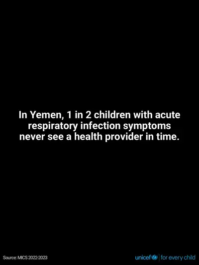 Childhood pneumonia tile for Yemen, Text only · English