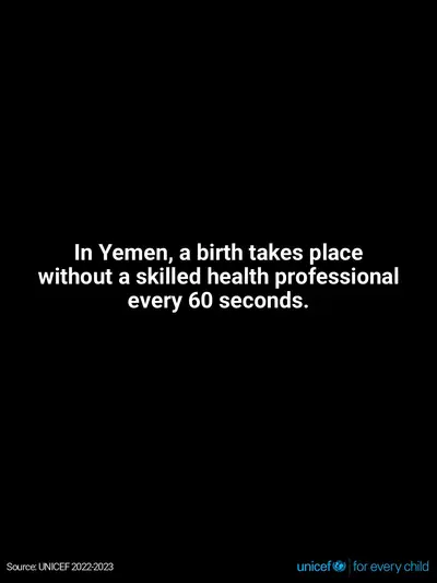 Skilled birth attendance tile for Yemen, Text only · English