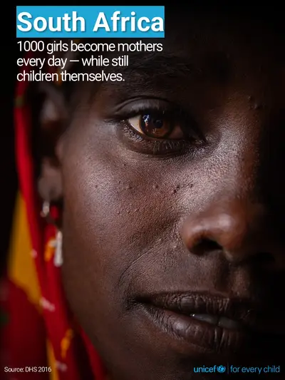 Adolescent motherhood tile for South Africa, Photo · English