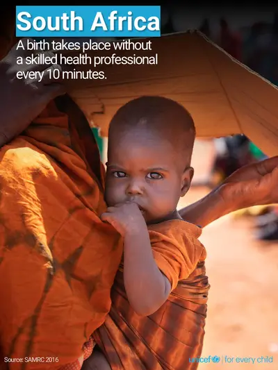 Skilled birth attendance tile for South Africa, Photo · English
