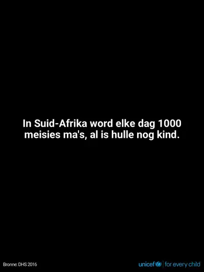 Adolescent motherhood tile for South Africa, Text only · Afrikaans
